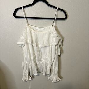 NWT ASTR The Label White Eyelet Lace Off the Shoulder Blouse Size Large